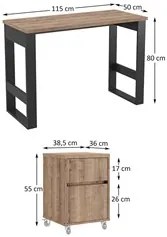 Mesa Escrivaninha Estilo Industrial Com Armário Baixo Chess F04 Preto/