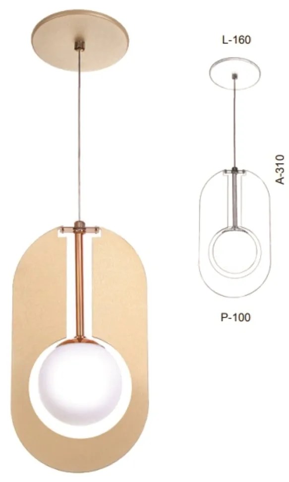 Pendente Globo Corte Laiser 16X10X31Cm Metal E Globo Ø10Cm 01Xg9 |Old... (COBRE FOSCO, CLEAR (TRANSPARENTE))