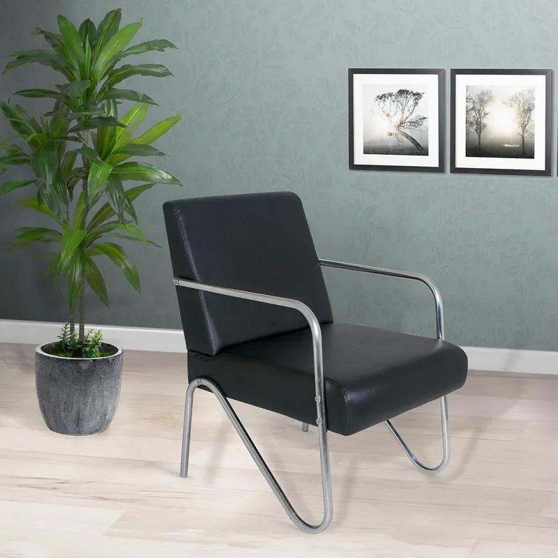 Poltrona Cadeira Decorativa Sirena - Corino Preto