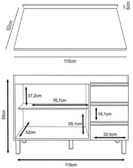 Balcão Gabinete Para Pia 120cm Com Tampo 2 Portas Karen P14 Malbec/Ave