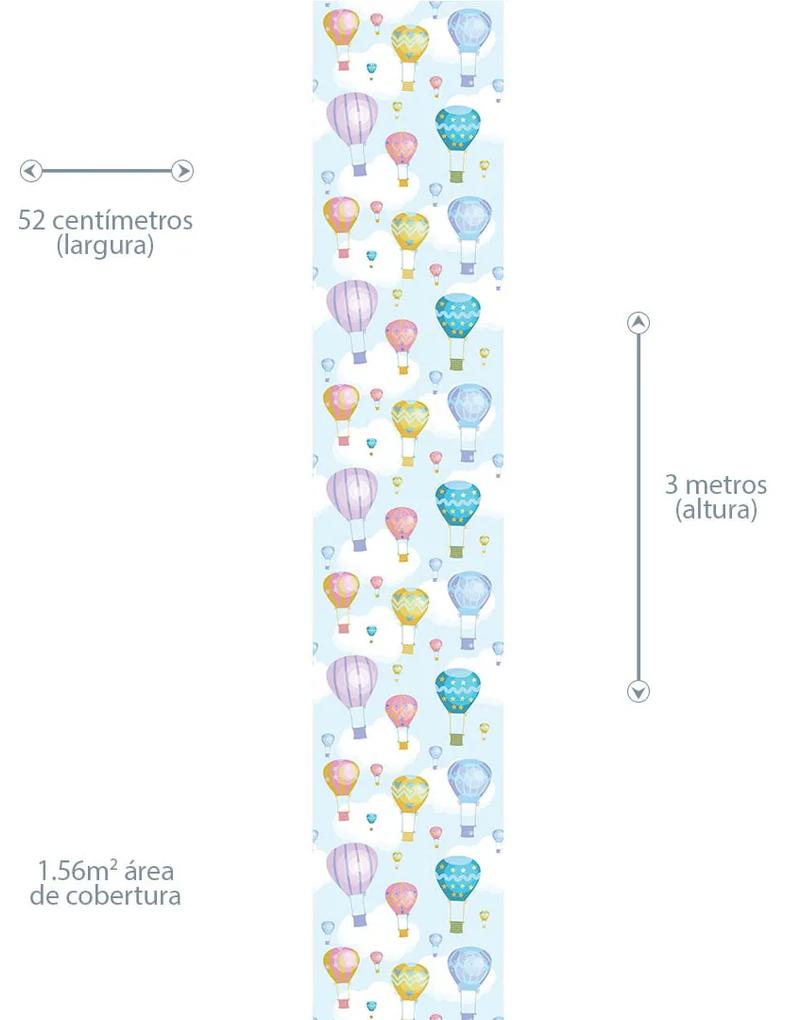Papel de Parede infantil nuvens e balões 0.52m x 3.00m