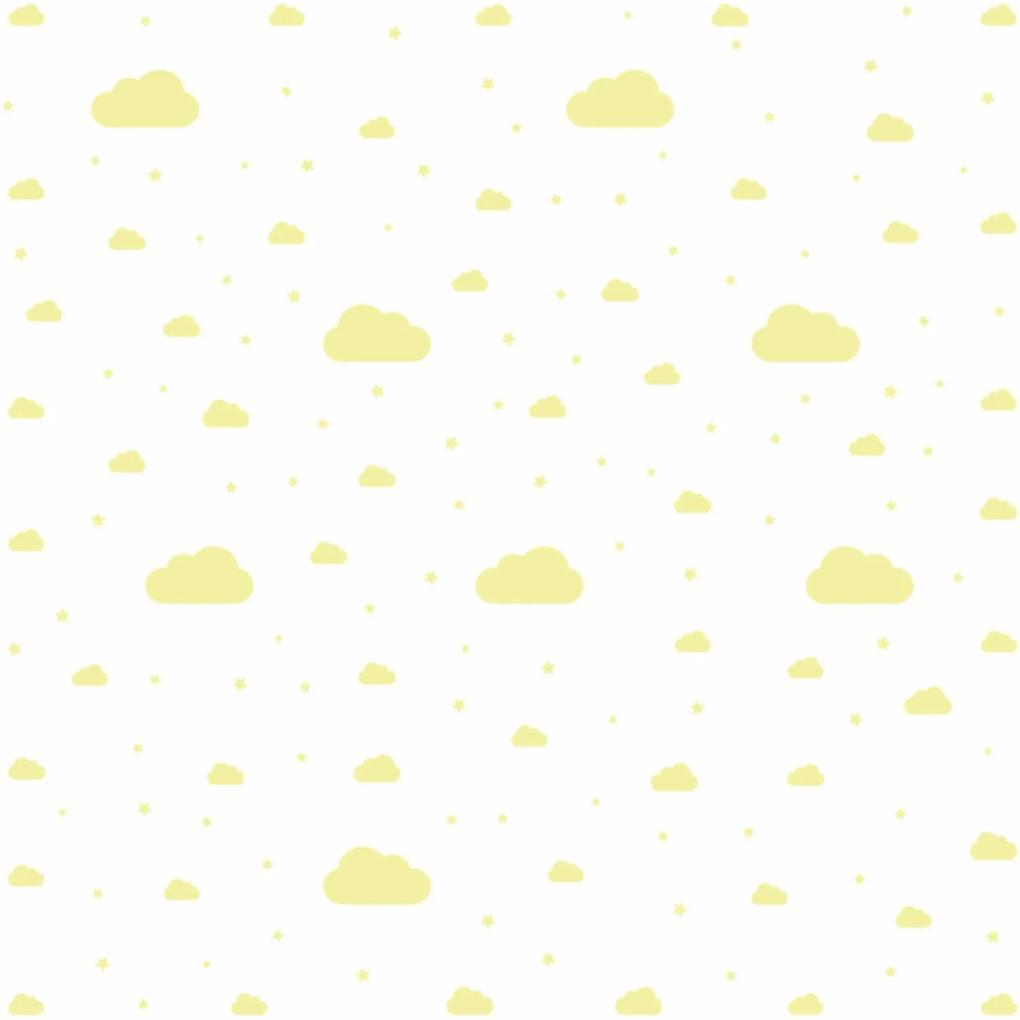 Adesivo de Parede Nuvens Amarelo 64un para Quarto Infantil