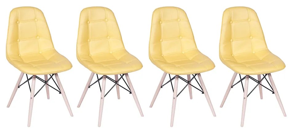 Conjunto 4 Cadeiras Eames Eiffel Botonê Amarelo