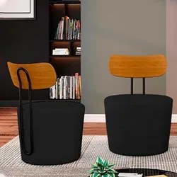 Kit 2 Poltronas Decorativas Redondas 53cm Le Moon M22 Veludo Preto - M