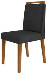 Kit 2 Cadeiras Estofadas Para Sala de Jantar Alana N04 Cinza Lux/Ipê -