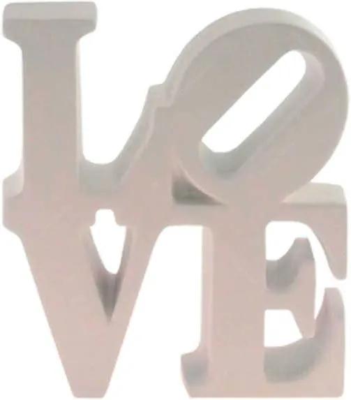 Palavra Love NY Decorativa Branca em Resina - 16x15 cm