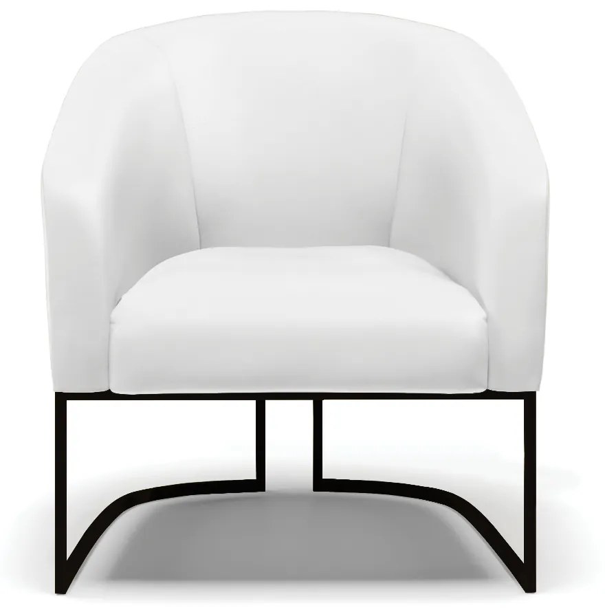 Poltrona Decorativa Industrial Preto Kit 2 Stella Sintético Branco D03 - D'Rossi