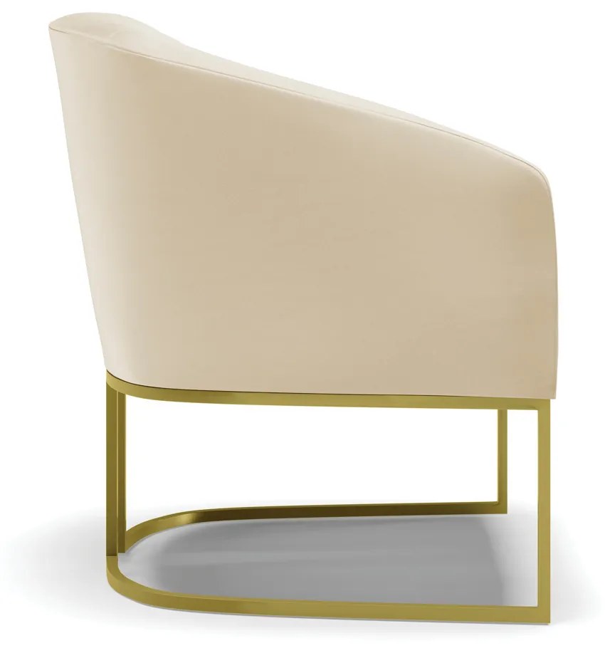 Poltrona Decorativa Industrial Dourada Stella Sintético D03 - D'Rossi - Bege