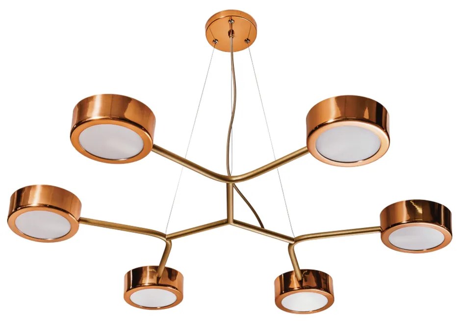 Pendente Spinner Ø84,5Cm 6Xpci Led 5W | Usina 16580/6 (AV-M - Avelã Metálico, 110V)