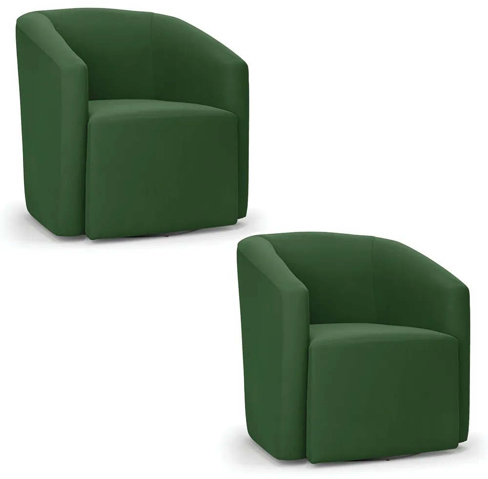Poltrona Decorativa Base Giratória Kit 2 Stella Max Suede Verde D03 - D'Rossi