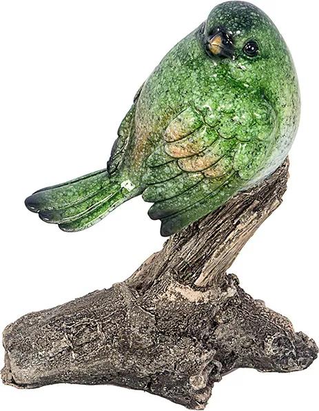 Estátua Pássaro Verde no Galho Médio