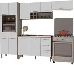 Cozinha Compacta Ametista com Balcão 10 Portas Composição 6 Nogal/Bran