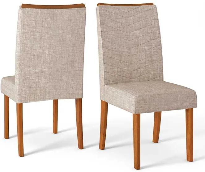 Conjunto 2 Cadeiras Lucila Rústico Terrara Tecido Linho Claro
