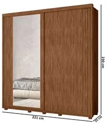 Guarda Roupa Casal com Espelho 221cm Portas Flex Milena A02 Avelã/Fend