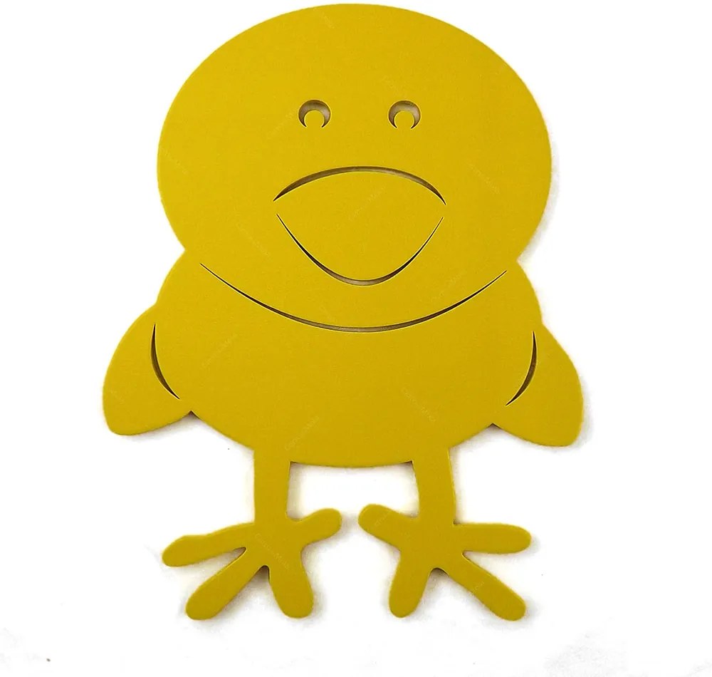 Placa Pintinho Amarelo - Tema Infantil -  MDF Vazado - 27x35 cm