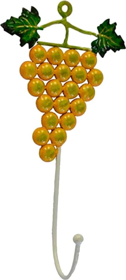 Cabideiro Fruto da Uva - 1 Gancho -  Amarelo em Metal - 27x14 cm