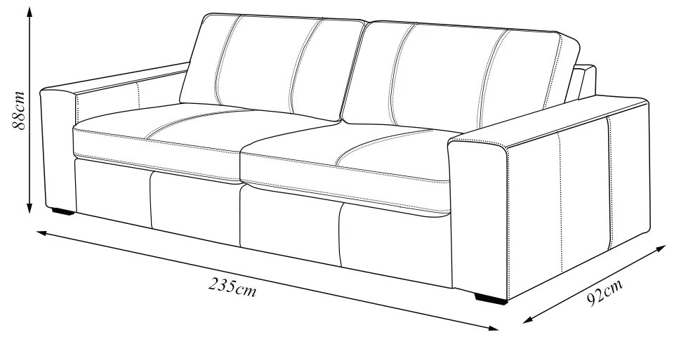 Sofá Decorativo Agatha 3 Lugares Sala de estar 235cm Pés em Madeira Couro Avelã G88 - Gran Belo
