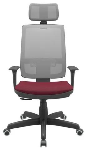 Cadeira Office Brizza Tela Cinza Com Encosto Assento Poliester Vinho RelaxPlax Base Standard 126cm - 63666 Sun House