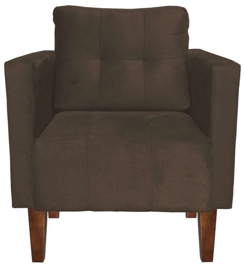Kit 02 Poltronas Lívia Suede Marrom Pés Chanfrado D'Rossi
