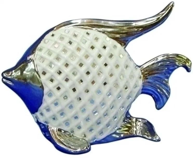 escultura peixe BISCAYNE cerâmica branca 23,5cm Ilunato NA0456