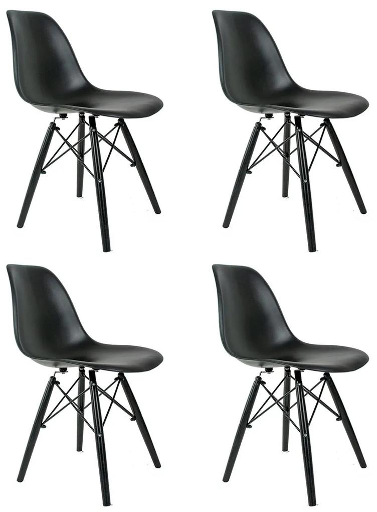 Conjunto 4 Cadeiras Eames Preta Com Pé Preto DSW - Empório Tiffany
