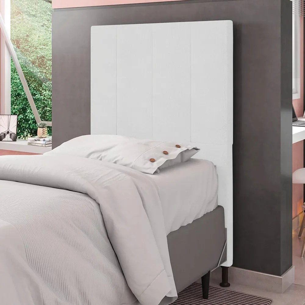 Cabeceira Jade Para Cama Box Solteiro 90 cm Corino - D'Rossi - Branco