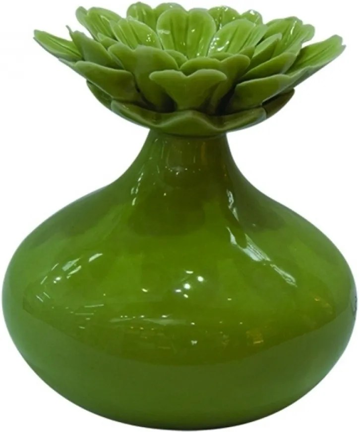 vaso decorativo FLOWER cerâmica verde 15cm Ilunato HN0007