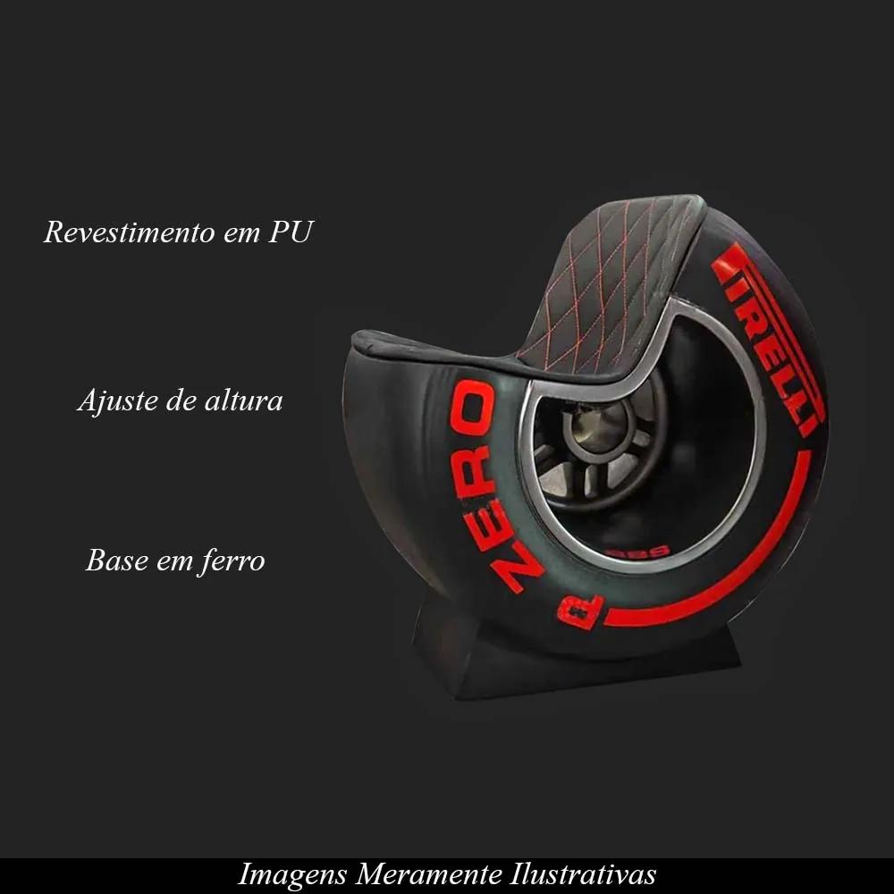Poltrona Decorativa Pneu Wheel Seat P Zero Preto/Vermelho G53 - Gran Belo