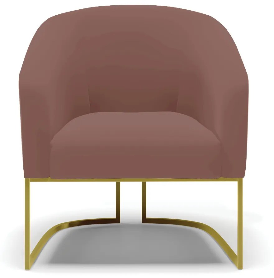 Poltrona Decorativa Industrial Dourado kit 2 Stella Veludo D03 - D'Rossi - Rose