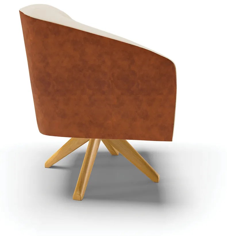 Poltrona Decorativa Giratória MA30 Stella Nozes/Linho D03 - D'Rossi - Bege A27