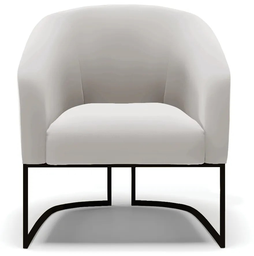Poltrona Decorativa Industrial Preto Kit 2 Stella Veludo D03 - D'Rossi - Cinza