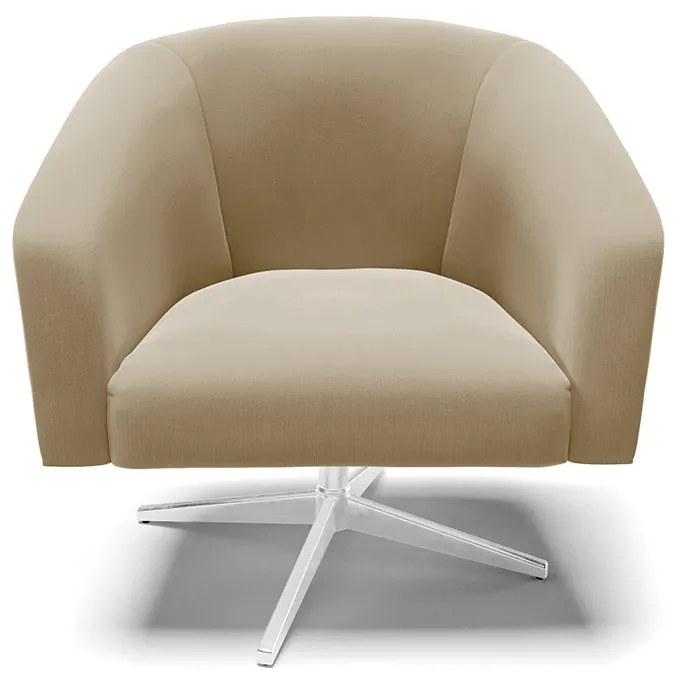Poltrona Decorativa Giratória Cromada Stella Suede D03 - D'Rossi - Marrom Rato