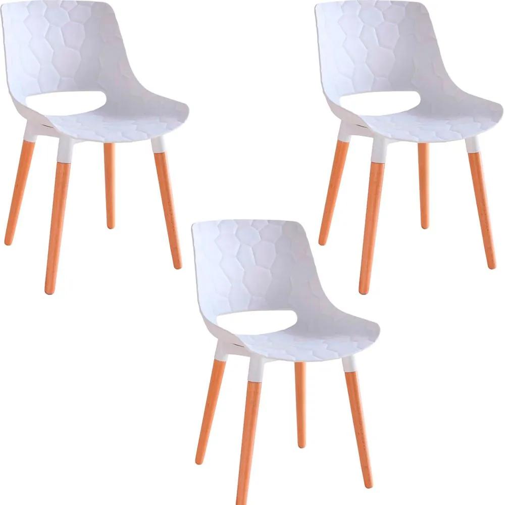 Kit 3 Cadeiras Decorativas Para Salas e Cozinhas LivClean (PP) Branco - Gran Belo