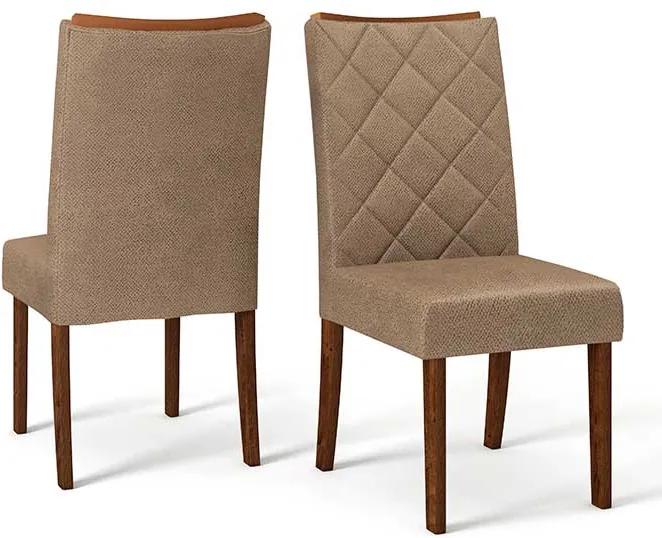 Conjunto 2 Cadeiras Sara Rústico Malbec Tecido Pecan