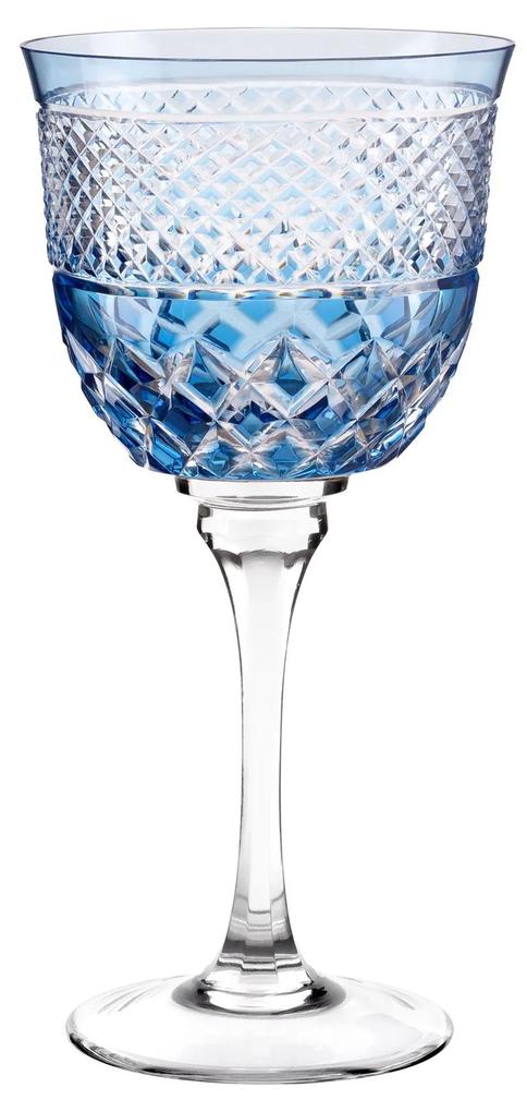 Taça de Cristal Lapidado p/ Água 25 - Azul Claro - 78  Azul Claro - 78