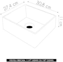 Cuba Pia de Apoio Para Banheiro Retangular 30cm Joy C08 Bege - Mpozena