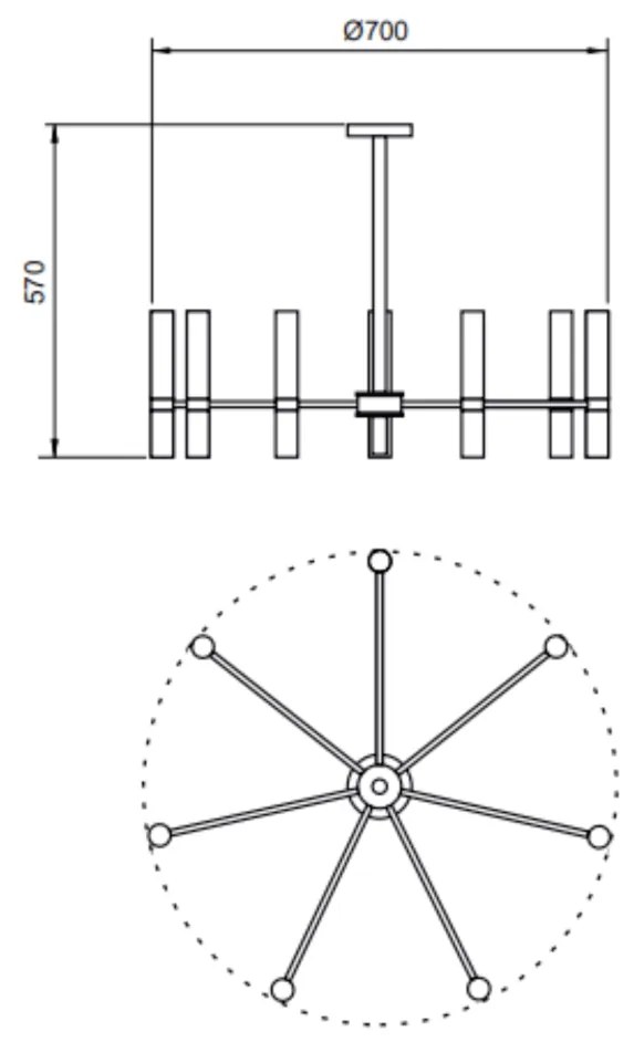 Pendente Século Ø75X60Cm 7Xmr11 Por Waldir Junior - Usina 51090/7 (MR-T - Marrom Texturizado)