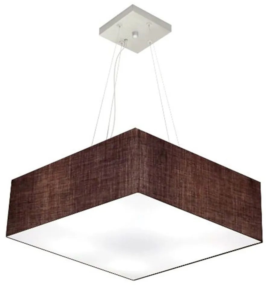 Lustre Pendente Quadrado Vivare Md-4137 Cúpula em Tecido 15/70x70cm - Bivolt - Café - 110V/220V