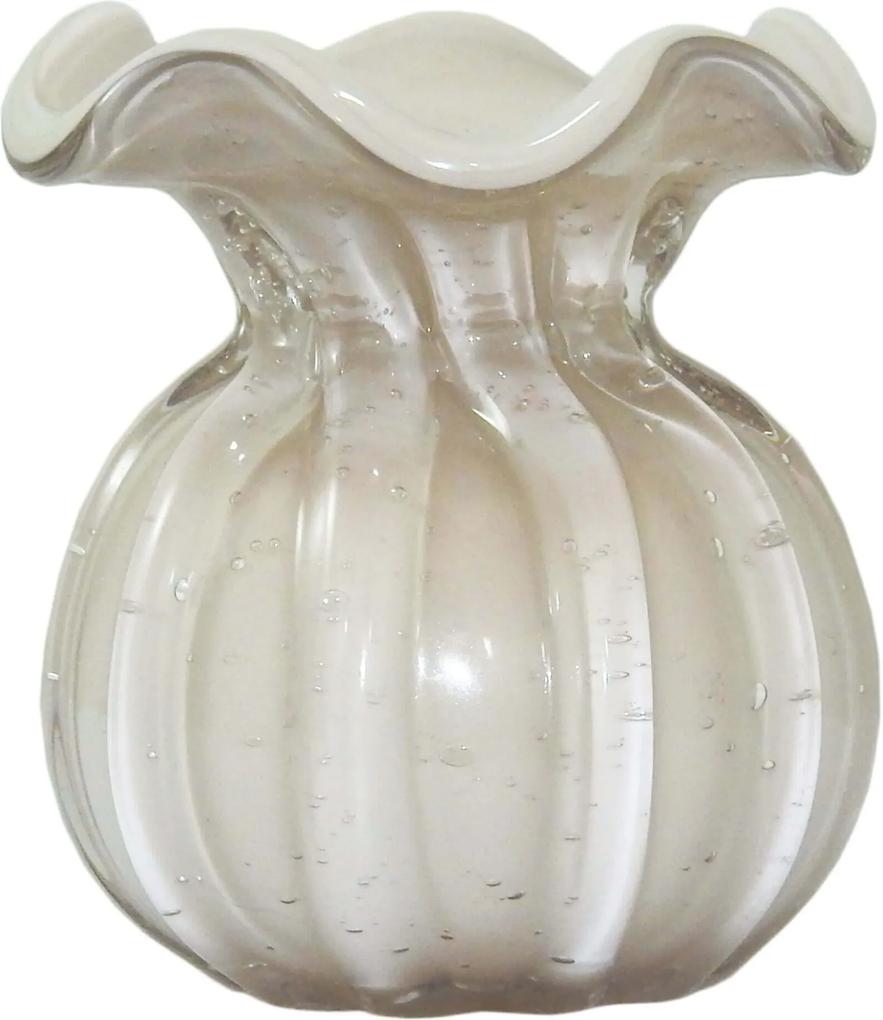 Vaso Decorativo em Vidro Bege Pequeno - 11cm