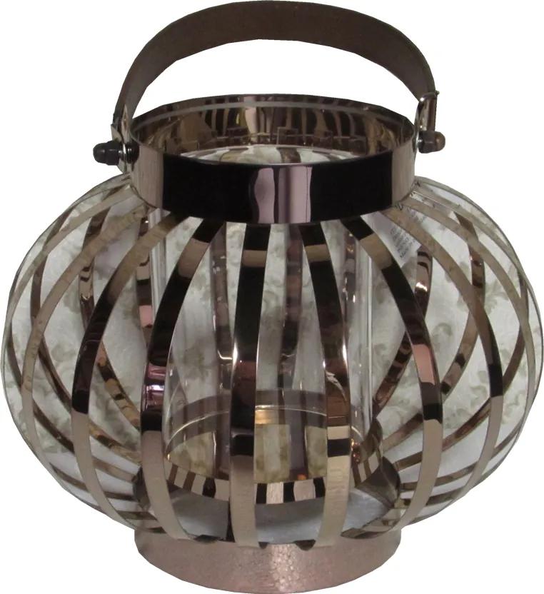Lanterna Decorativa em Vidro e Alumínio 20 cm x 24 cm