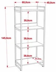 Conjunto Escritório Estilo Industrial Mesa 120cm e Estante 60cm 4 Prat