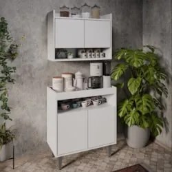 Armário Aéreo Ceci e Balcão Aparador Buffet Lice Z34 Branco - Mpozenat