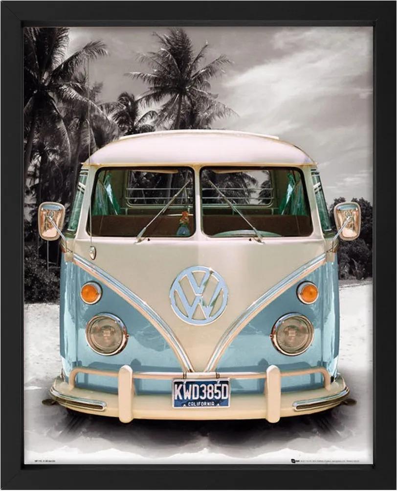 Poster Com Moldura Kombi Azul Californian Camper Sem Vidro 40x50cm