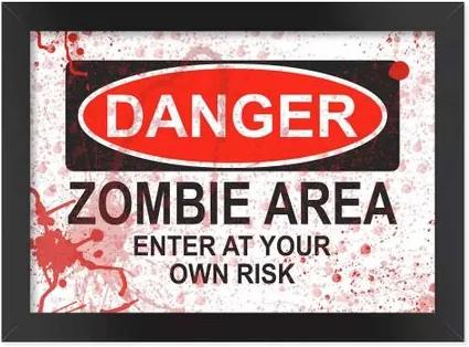 Pôster com Moldura Danger Zombie Area - Blood