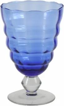 Jogo Taças de Agua Vidro Cristalino Lapidado Azul 6 pçs