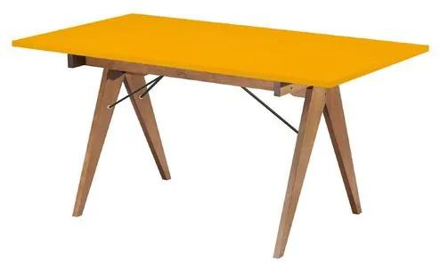 Mesa de Jantar Massimo Tampo cor Amarelo Fosco com Pes Nogal 1,60 MT (LARG) - 46596 Sun House