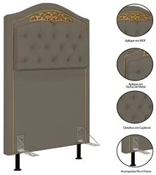 Cabeceira Cama Box Solteiro 90cm Com Calçadeira Baú Imperial J02 Sinté