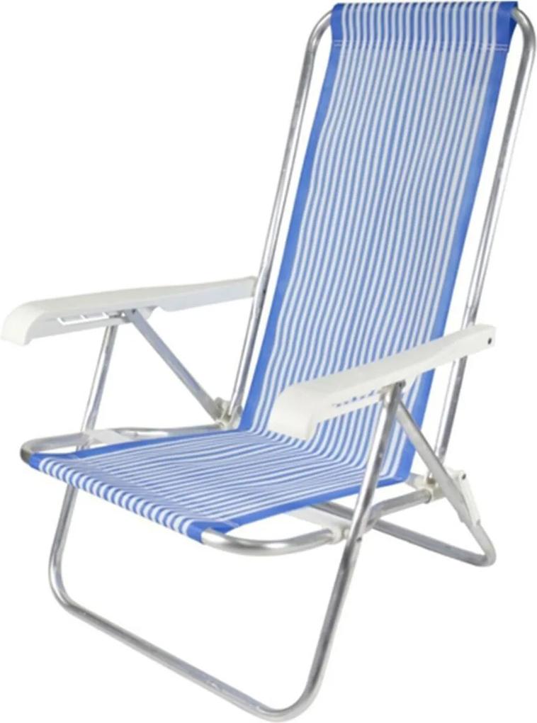 Cadeira De Praia Alta Em Aluminio Belfix Sortida Azul/Verde