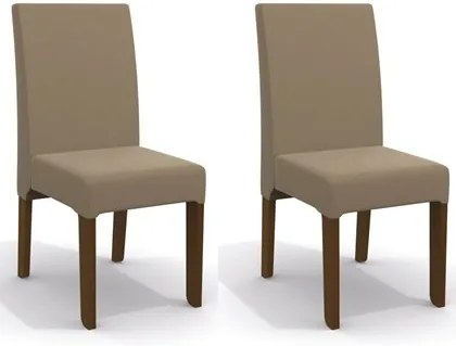 Kit 2 Cadeiras CAD107 para Sala de Jantar Walnut/Bege - Kappesberg