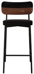 Banqueta Alta Bar Estofada Kit 2 Ella M25 Linho Preto/Marrom - Mpozena